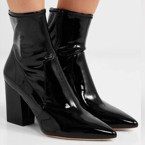 Loeffler Randall Isla Black Patent Leather Booties Size 6.5
